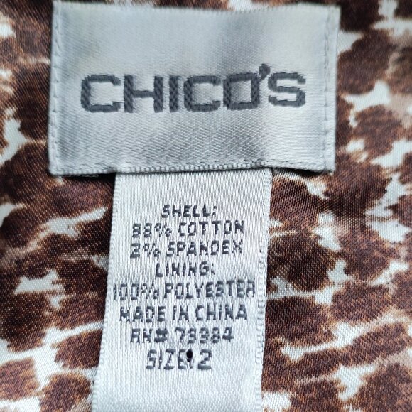Versatile Chico's Brown Jacket with Unique Animal Print Cuffs & Lining, Size 2 - Picture 4 of 4